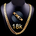 Men 18K Gold Necklace Fashion Men 18K Gold Necklace Cuban Chain Necklace For Men Jewelry Gifts