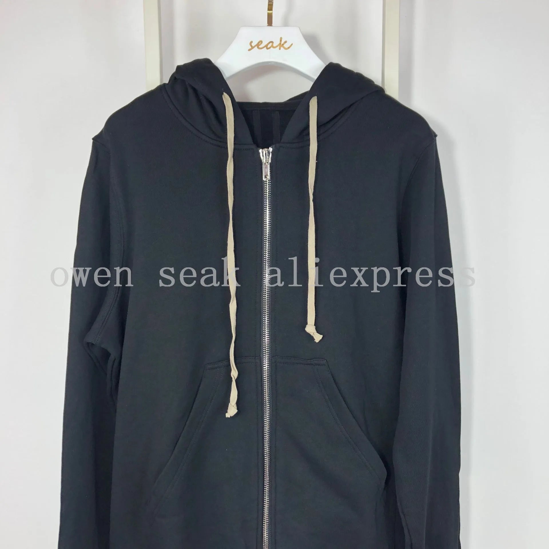 Owen Seak Men Hoodies Sweatshirts Gothic Men's Clothing Oversized Autumn High Street Hip Hop Women Black Zip Hoodies Jacket