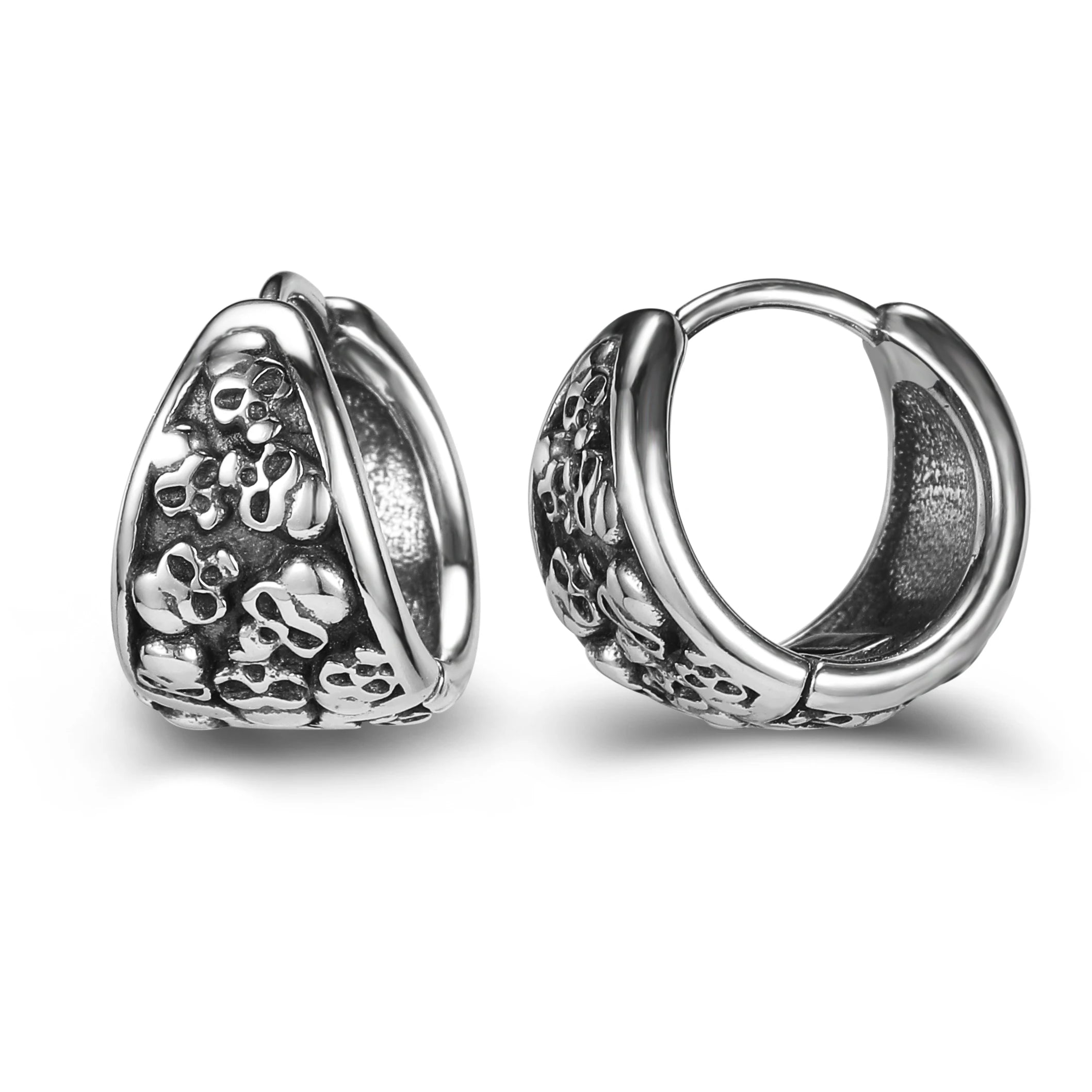 ZS Stainless Steel Earring Jewelry Punk Rock Black Earring Women Skull Hoop Earring Skull Round Earring Men Piercing Jewelry