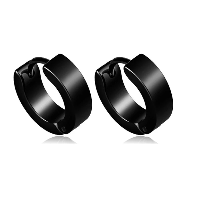 1 pair Punk Multiple Styles Fashion Black Color Stainless Steel Simple Earrings for Women And Men Punk Jewelry Gifts