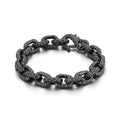 Fongten Men Charm Bracelets Stainless Steel Striking Pattern Rotre Black Color Bracelets Bangle For Men O Link Chain Jewelry