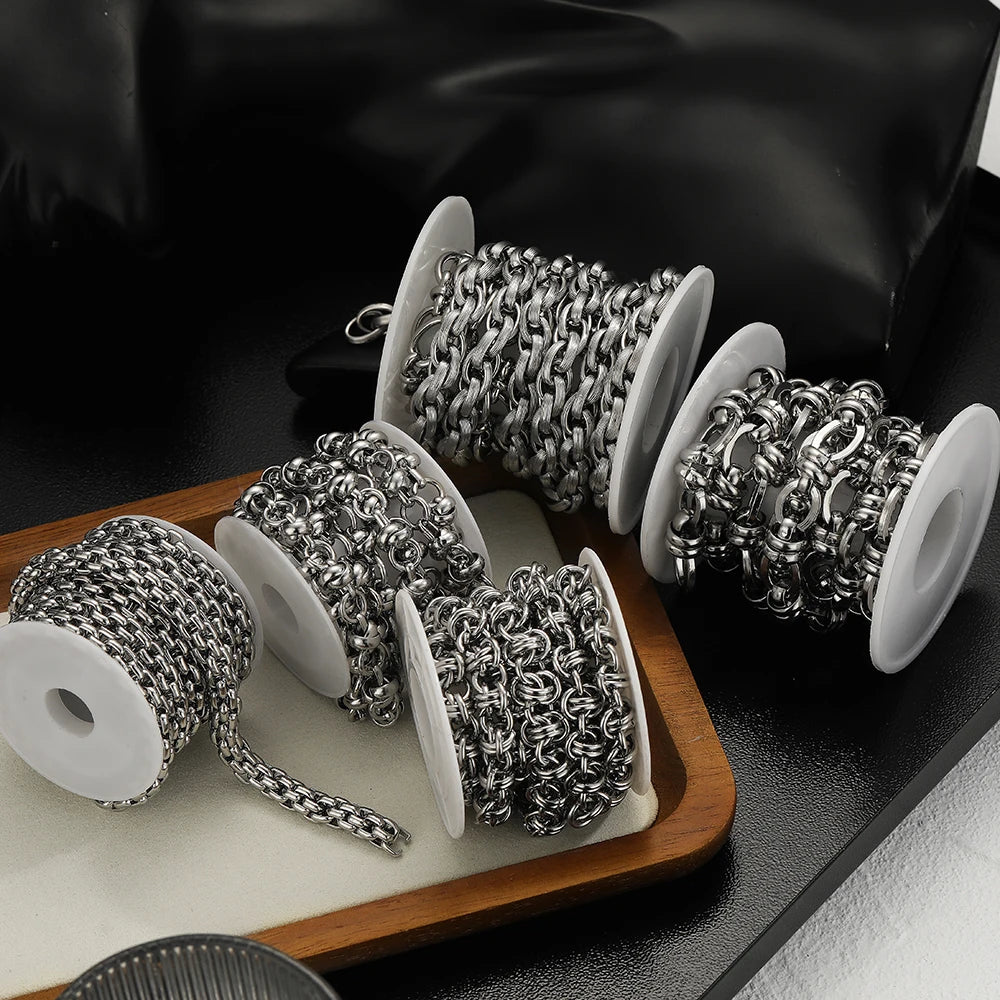 1 Meter Stainless Steel Handmade Punk Chains DIY Hip Hop Women Men Necklaces Findings Bracelets Jewelry Making Accessories