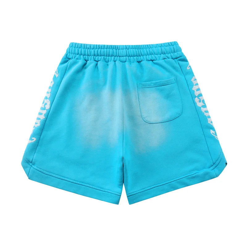 Godspeed American High Street Summer Sport Casual Embroidered Heavy Wa Pure Cotton Dstring orts Straight Leg Pants