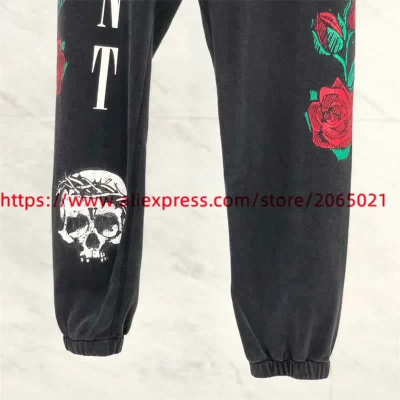Sanskrit Printing Apricot Saint Sweatpants Men Women Jogger Drawstring Pants