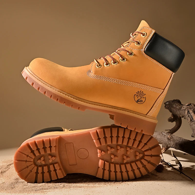 High Quality Mens Walking Shoes Fashion Outdoor Sports Leisure High Top Boots Winter Velvet Anti Slip Flat Lace Up Boots for Man