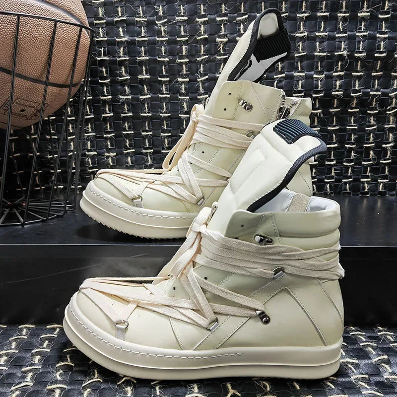 Owees Design High Top Sneakers Platform Corss Tied Men's Casual Boot Shoes Women Sneakers Designer  Flats Ankle Botas Size