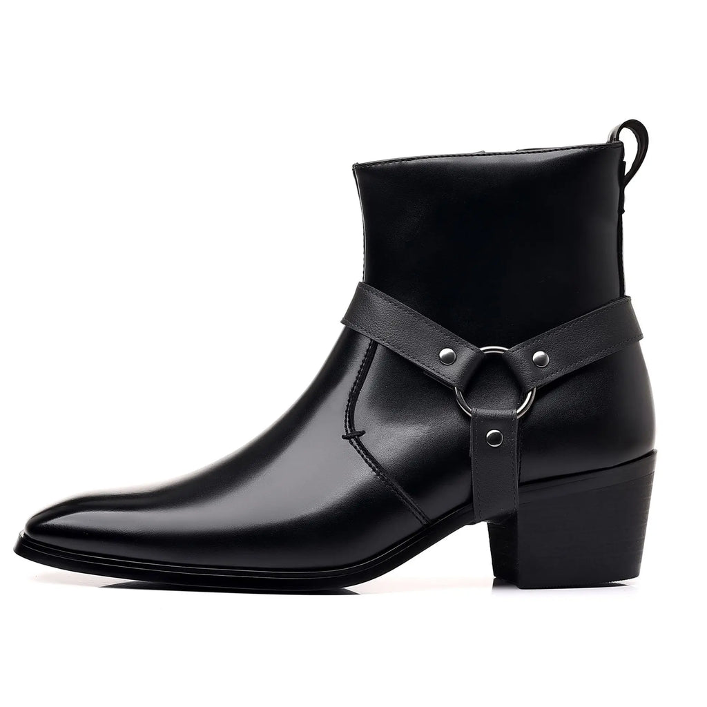 Men's leather shoes, British sleeve, retro handcrafted high-top business leather boots