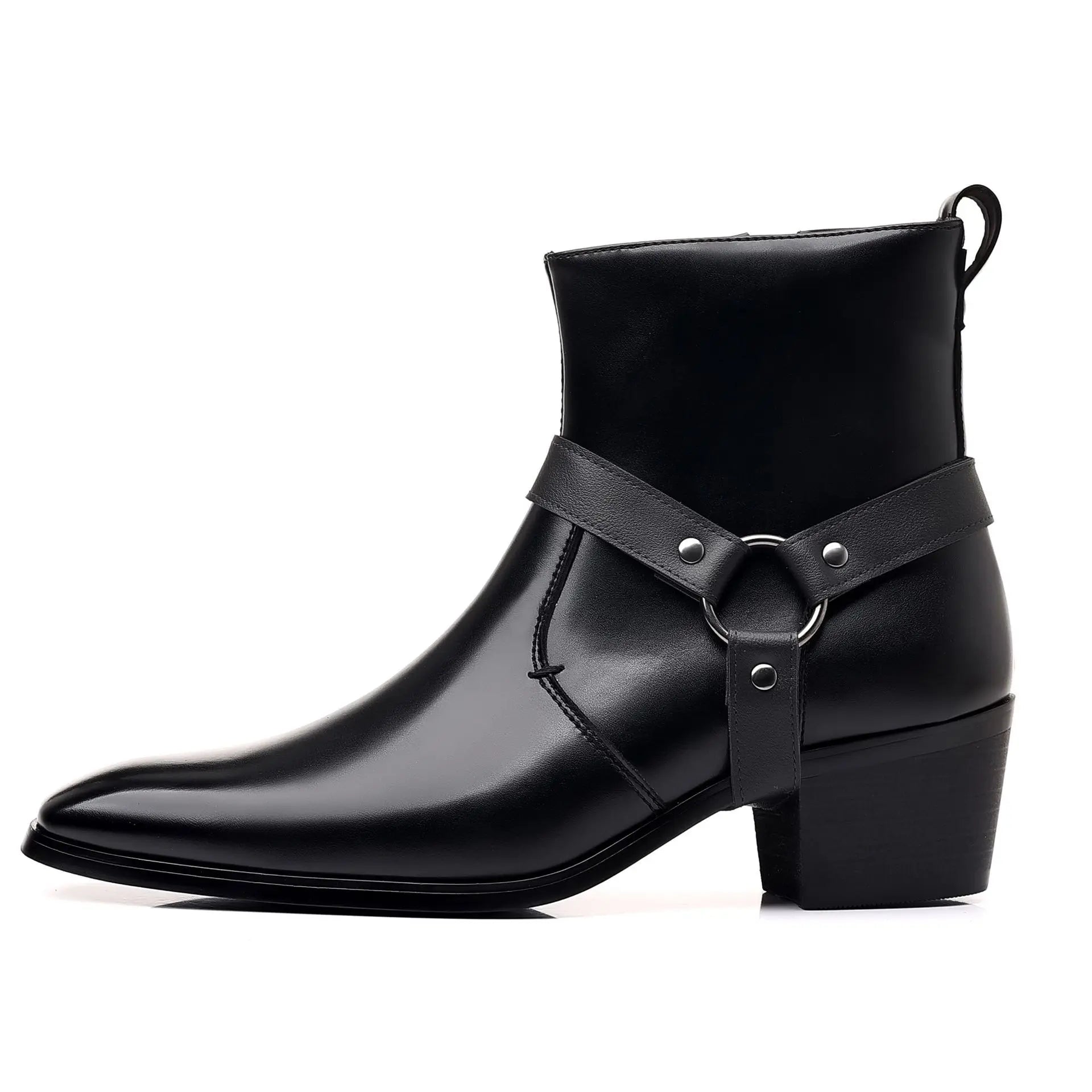 Men's leather shoes, British sleeve, retro handcrafted high-top business leather boots