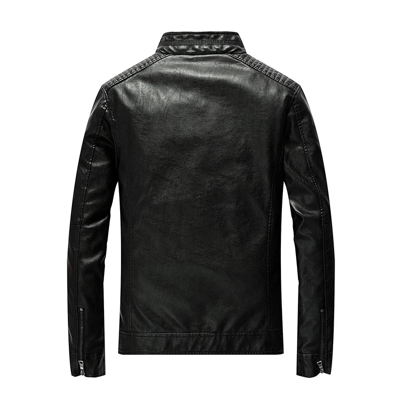 New Spring Men's Leather Jackets Stand Collar Motorcycle Pu Casual Slim Fit Coat Outwear Drop Shipping ABZ174
