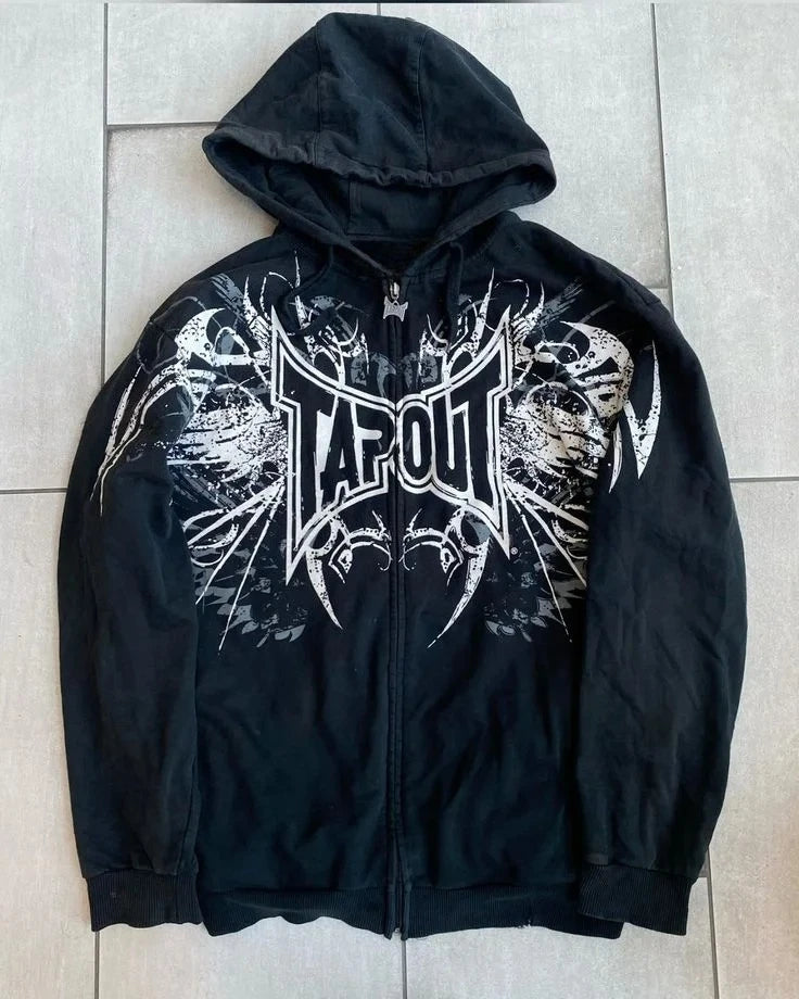 Ecko Dark Gothic Skull Eye Print Hoodie Men Women Streetwear Punk Oversize Black Sweatshirt Distressed Artistic Casual Pullover
