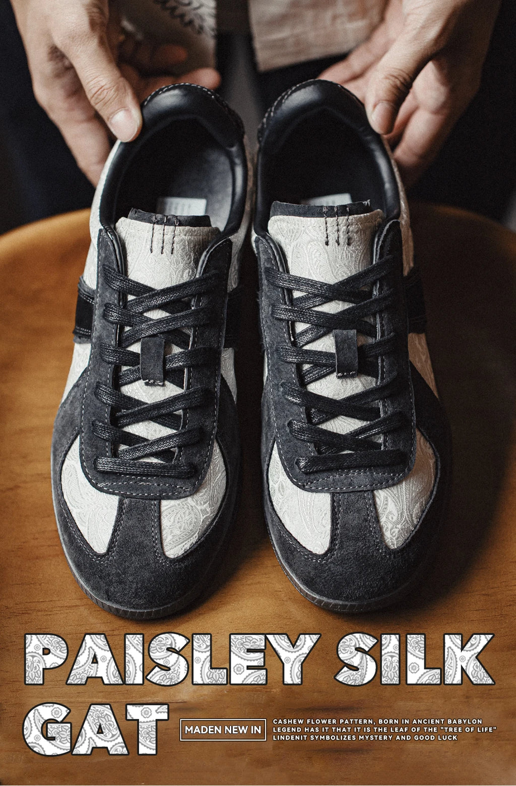 Maden Paisley Silk Training Shoes for Men Spring and Summer Contrasting Color Skateboarding Shoes Flat Sports Casual Sneakers