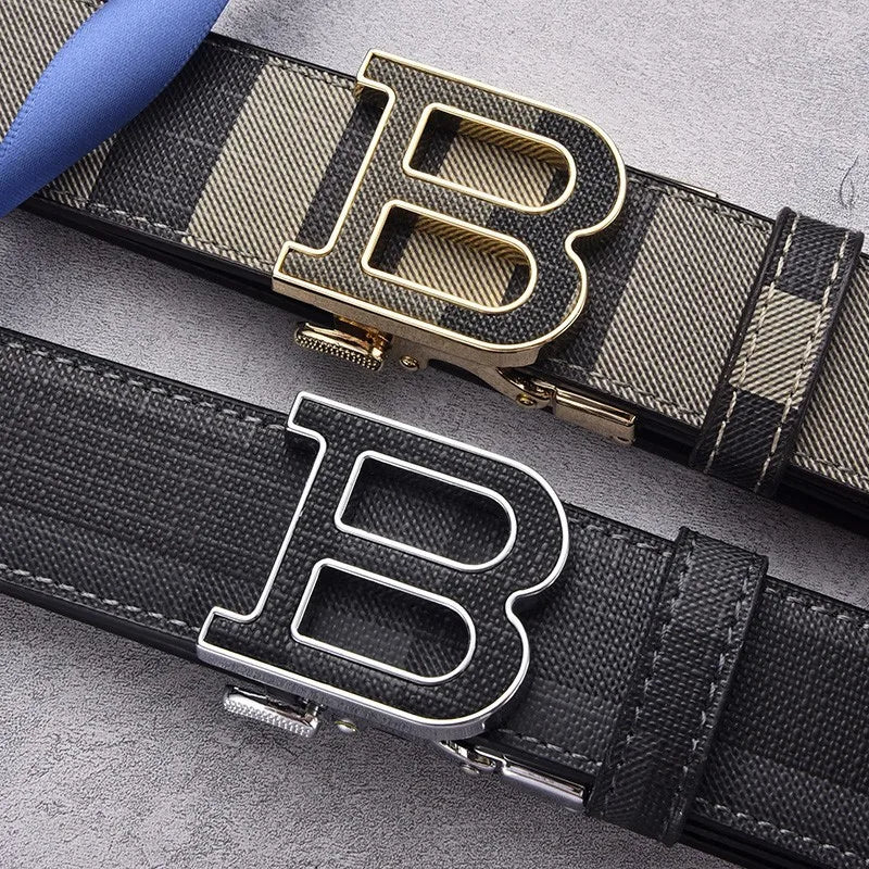 High Quality Luxury Brand Designer Canvas Belts Male Automatic B Buckle Men belts Genuine Leather Belt for men Strap for Jeans