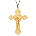 Diyalo Trinity Crucifix Jesus Christ Cross Pendant Neckalce Catholic Adjustable Wax Rope Chain Neckalce Women Men Jewelry Gift