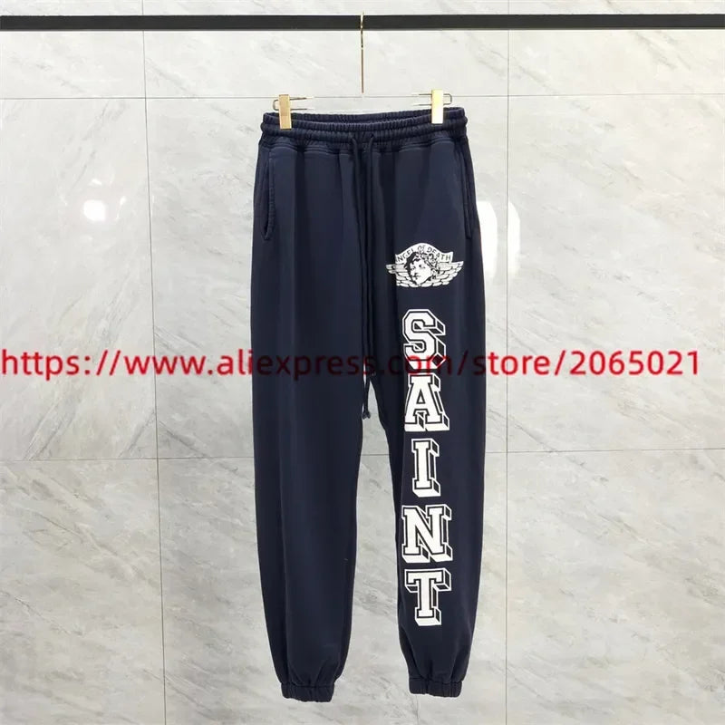 Sanskrit Printing Apricot Saint Sweatpants Men Women Jogger Drawstring Pants