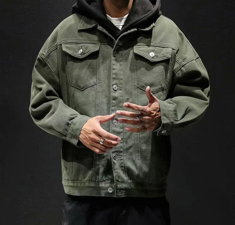 Men's Denim Jacket Autumn Male Jean Coats Black Cargo Big Size Menswear Korea High Quality Trendy Large Fast Delvery Outwear Y2k