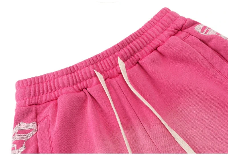 Godspeed American High Street Summer Sport Casual Embroidered Heavy Wa Pure Cotton Dstring orts Straight Leg Pants