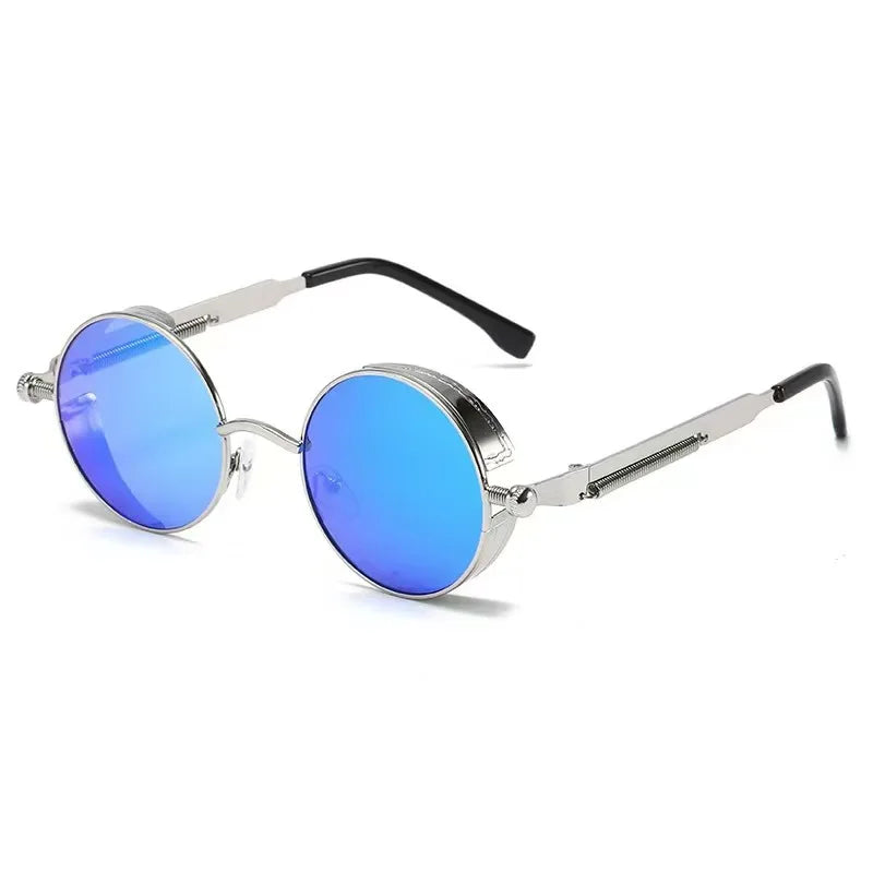 Retro Punk Sunglasses Round Anti Reflective Sun Glasses Men and Women Driving UV Protection Glasses UV400 Eyewear