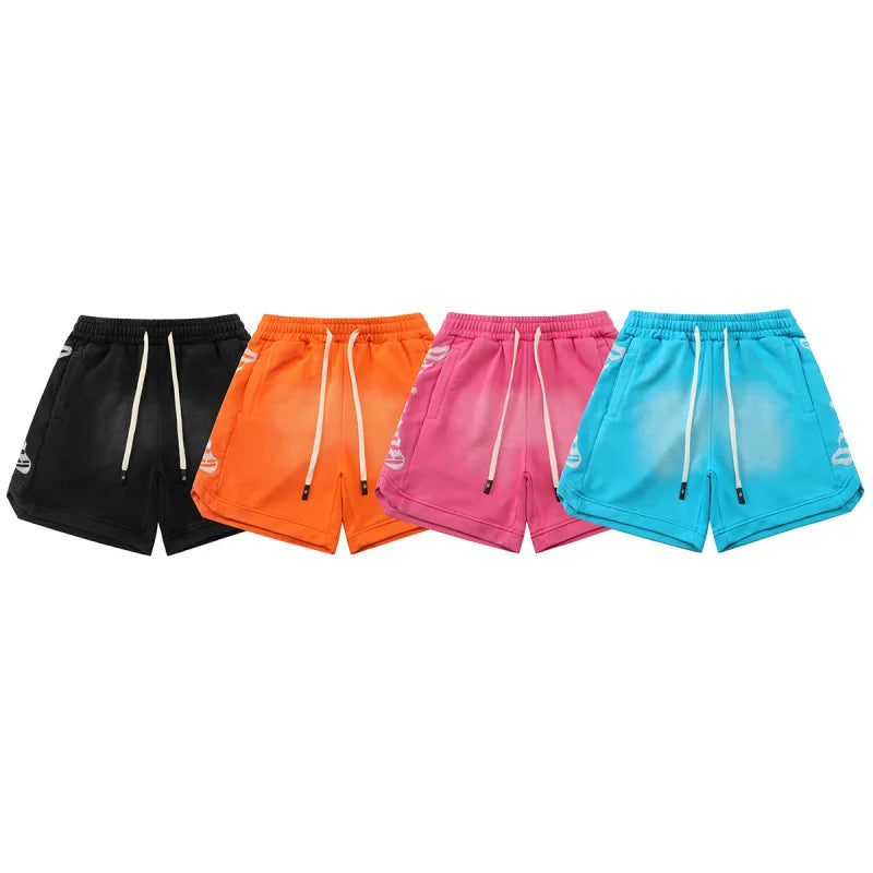 Godspeed American High Street Summer Sport Casual Embroidered Heavy Wa Pure Cotton Dstring orts Straight Leg Pants