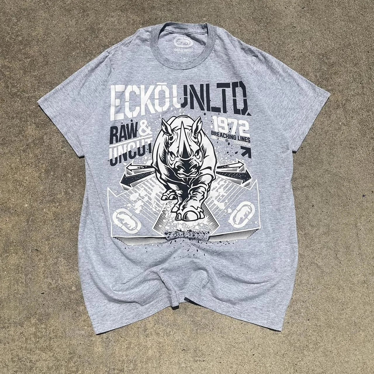 Rebel Y2K Vintage Tee Ecko Rhino Graphic Print Oversized Streetwear Shirt for Men & Women Unisex Cotton Couple Top with Attitude