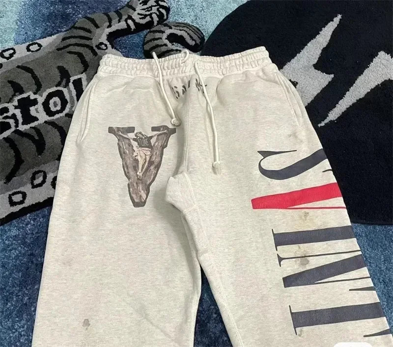Sanskrit Printing Apricot Saint Sweatpants Men Women Jogger Drawstring Pants