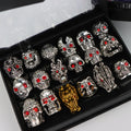 10Pcs/Lot Retro Punk Style Red Eye Skull Ring Women Men Gothic Jewelry Gift For Good Friends Travel Accessories
