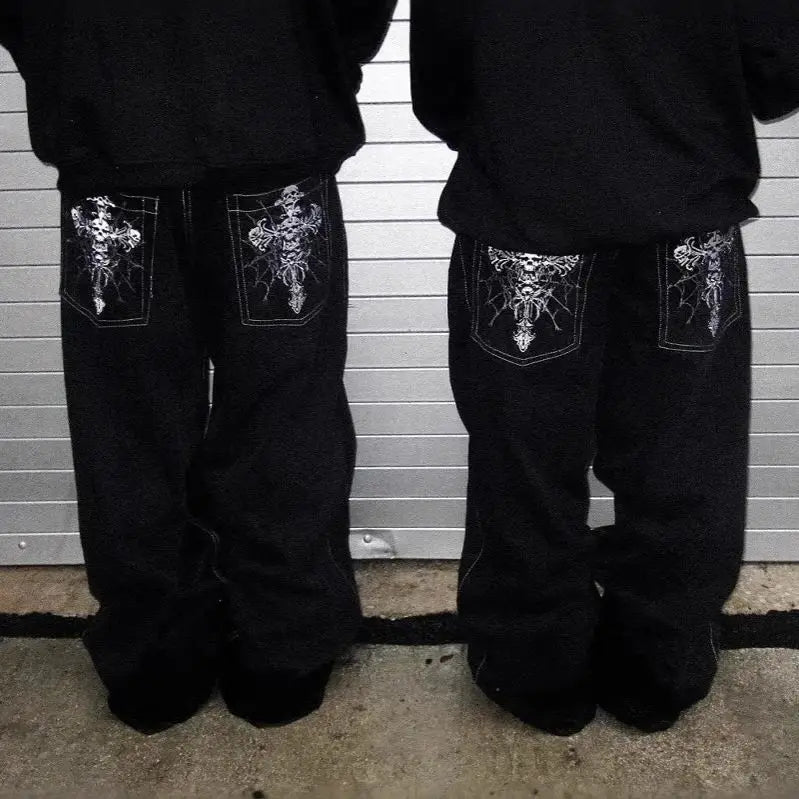 New Trendy Street Retro Y2K Style Loose Jean Hip Hop Handsome Street Dance Jeans Skateboarding Pants Men Clothing Streetwear Men