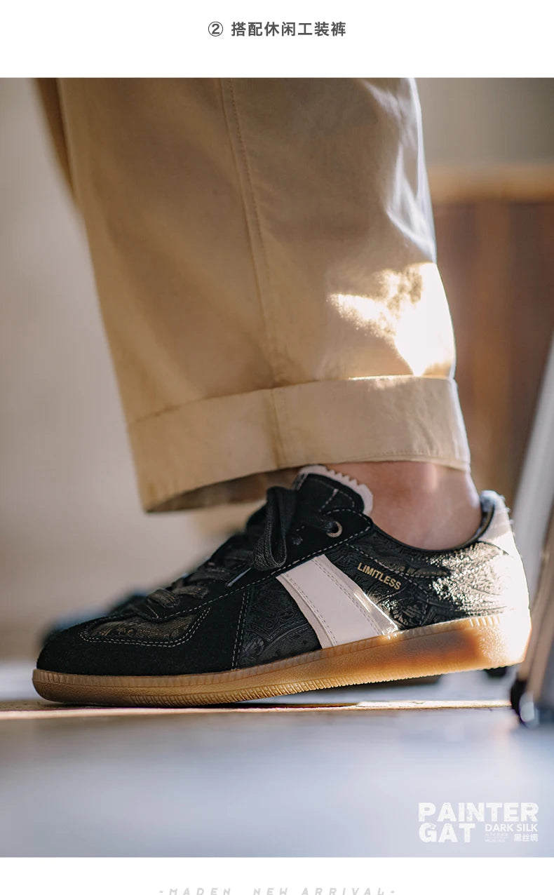 Maden Paisley Silk Training Shoes for Men Spring and Summer Contrasting Color Skateboarding Shoes Flat Sports Casual Sneakers