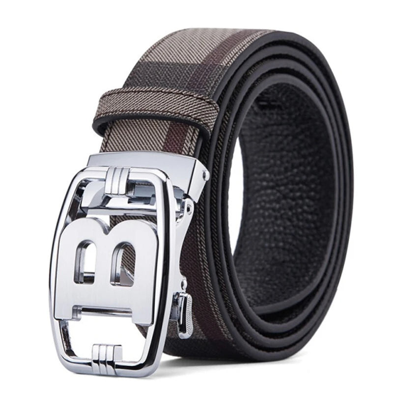 High Quality Luxury Brand Designer Canvas Belts Male Automatic B Buckle Men belts Genuine Leather Belt for men Strap for Jeans