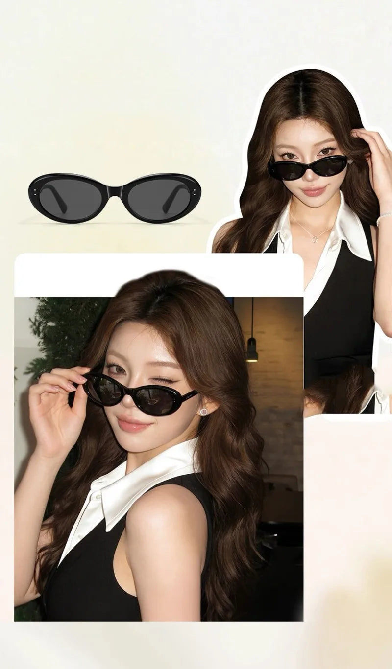 2026 Acetate Black Sunglasses Women Cat Eye Glasses Woman Oval UV400 Eyeglasses Men Most Popular Travel Outdooor Eyewear 147mm