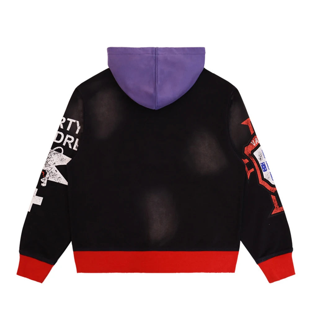 New Fashion Autumn Graffiti Letter Print Terry Hooded Hoodies for Men and Women Pullover Hip Hop Loose Cotton Sweatshirts