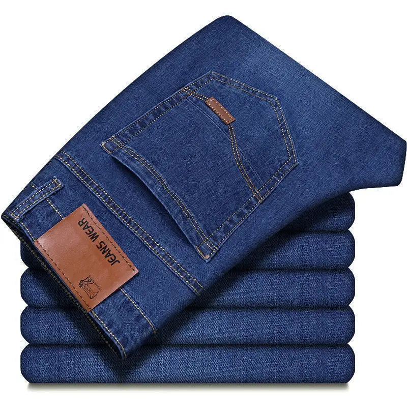 2023 Men NEW Men's Fashion Business Jeans Classic Style Casual Stretch Slim Jean Pants Male Brand Denim Trousers Black Blue Mens