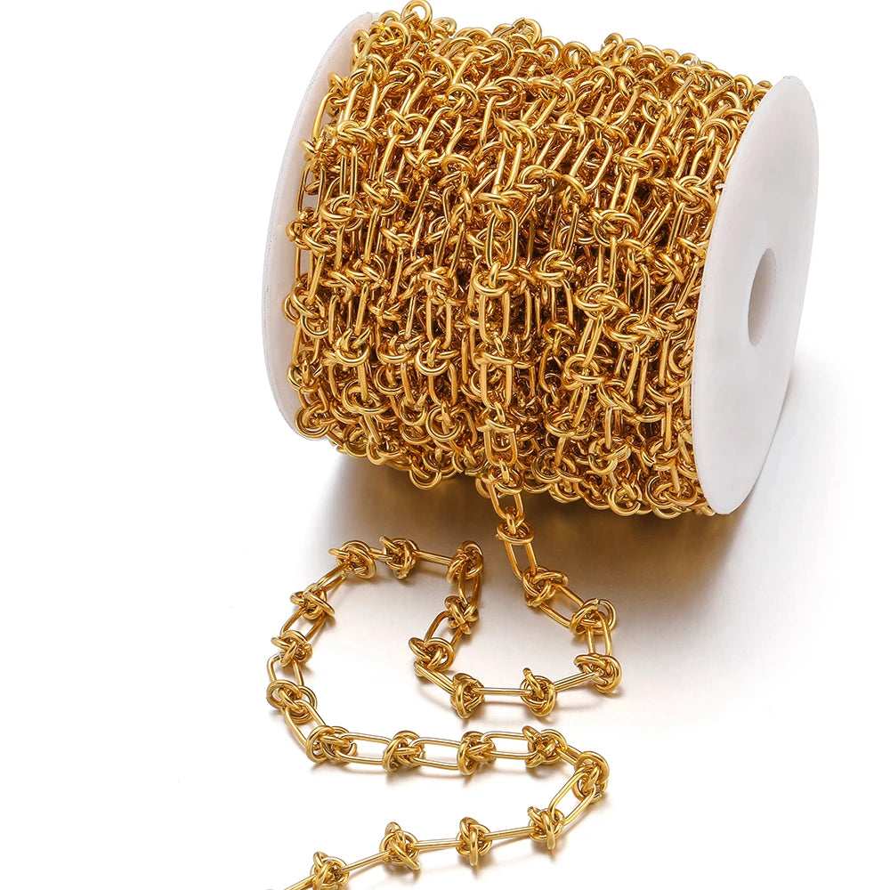 1 Meter Stainless Steel Gold Chunky Knot Big Chains for DIY Hip Hop Men Necklaces Findings Bracelets Supplies Jewelry Making