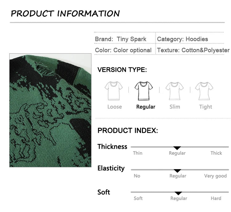 2025 Men Streetwear Ripped Sweater Distressed Vintage Letter Graphic Hip Hop Knitted Sweater Retro Pullover Sweater Hipster