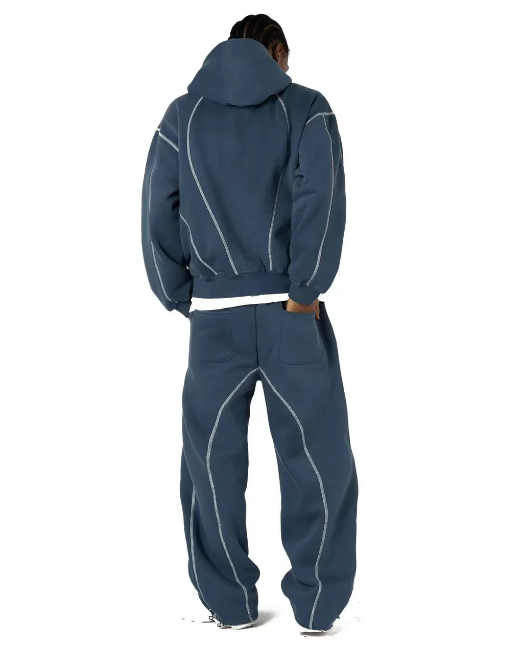 European and American fashion brand top personality line men hoodie high street trend casual sports suit couple loose clothing