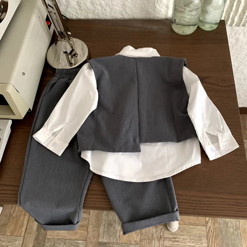 Boys Outfit Set 2025 Autumn Spring New Arrivals Stylish Childrens Clothing Trendy Cool Solid Color Suit Two-Piece Set
