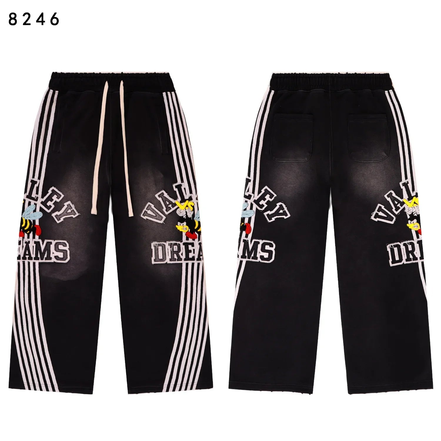 25ss High Quality Vale Washed Distressed  Hoodies Sweatpants Clothes Men Women Winter Autumn Casual Loose VALLEY  Pants