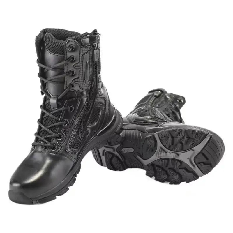 Mens Boot Genuine Leather Vintage Lace Up Waterproof Safety Shoes Black Desert Combat Tactical Ankle Boots Men