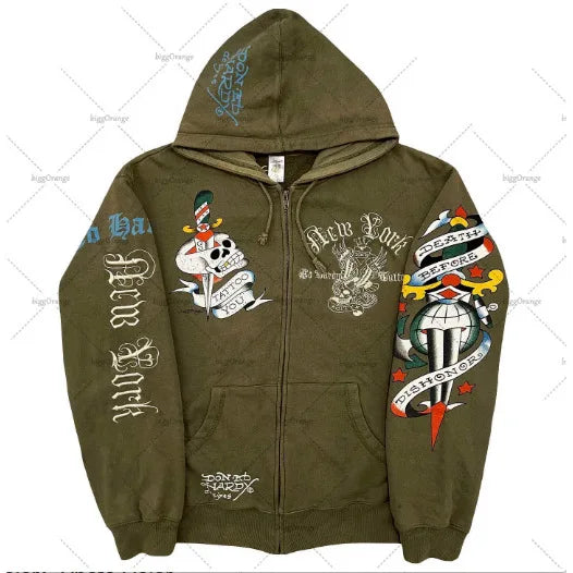 American Gothic Ro Skull Bones Oversized Hoodie Y2K Hip Hop Sle Streetwear No Brand Svel Other Material 00%