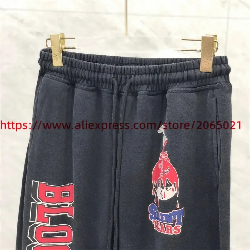 Sanskrit Printing Apricot Saint Sweatpants Men Women Jogger Drawstring Pants