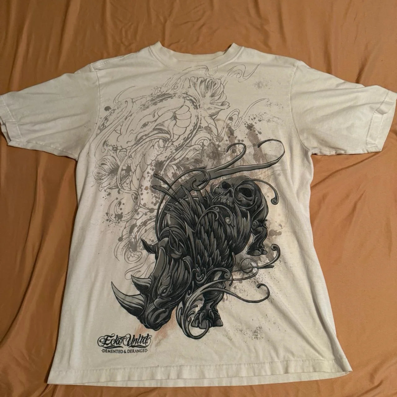 Rebel Y2K Vintage Tee Ecko Rhino Graphic Print Oversized Streetwear Shirt for Men & Women Unisex Cotton Couple Top with Attitude