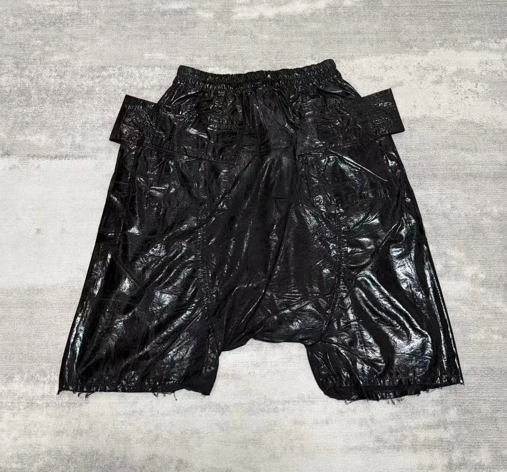High Street RO Pants Men's Dual Ring Wax Face Casual Seven Quarter Shorts  Brushed Wax Fixed Color Workwear Casual Pants