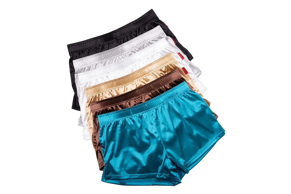 Men's Summer Silk Satin Solid Color Loungewear Shorts Casual Loose Home Pajamas Sleep Soft Bottoms Boxer Cool And Comfortable