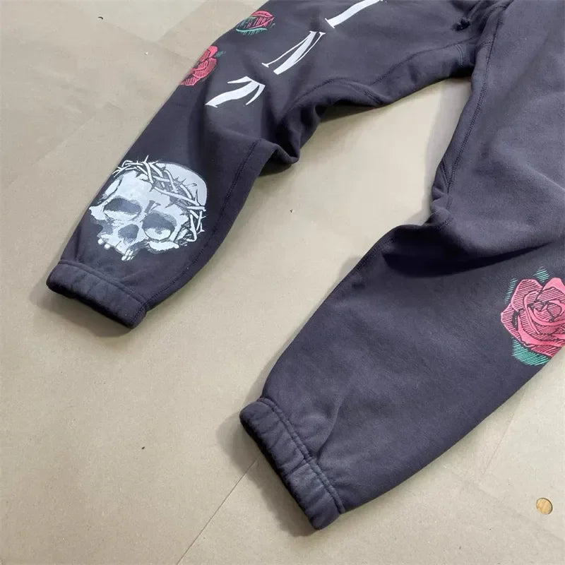 Sanskrit Printing Apricot Saint Sweatpants Men Women Jogger Drawstring Pants