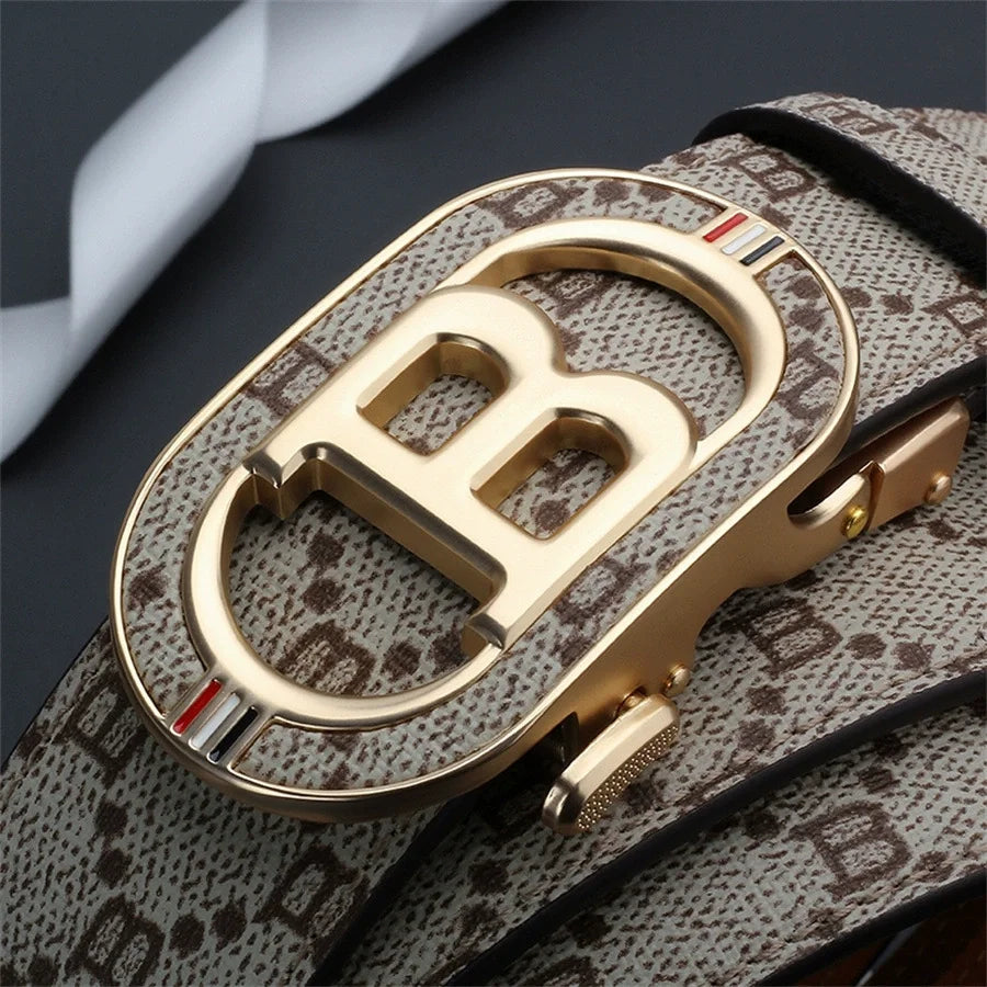 Men's Belt Fashionable Belt for Men Letter B Buckle Belt Male Boss Business Style Luxury Brand