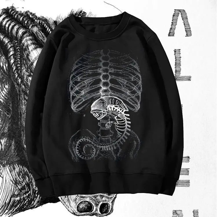 Men's Funny Glow-in-the-Dark Alien Print Sweatshirt for Halloween - A Trendy & Comfortable Choice for Daily  and Costume Parties