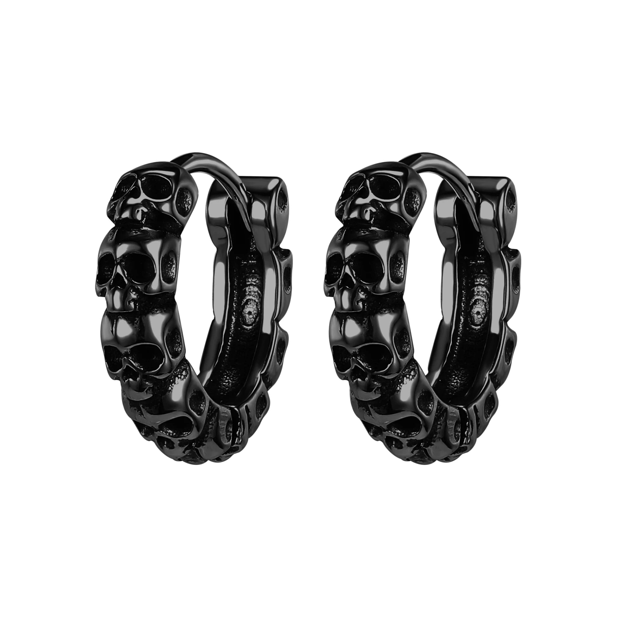 ZS Stainless Steel Earring Jewelry Punk Rock Black Earring Women Skull Hoop Earring Skull Round Earring Men Piercing Jewelry