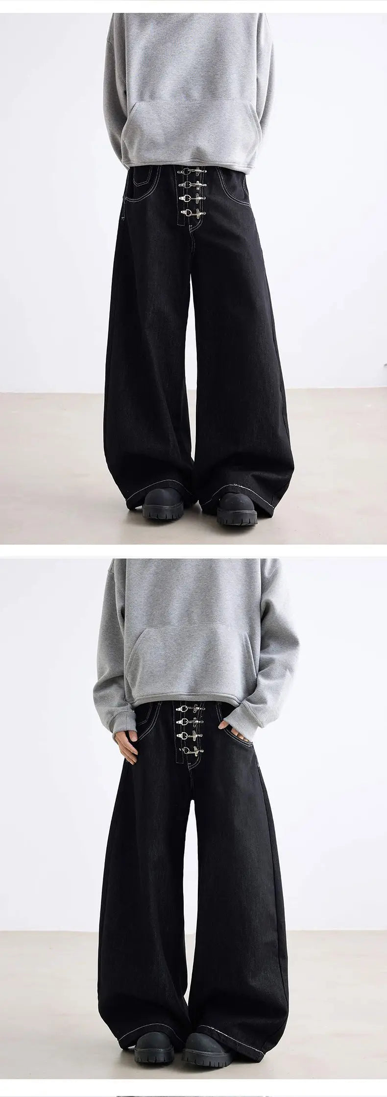 Men's Wear Wide-Leg Denim Pant Baggy Jeans Vintage Threedimensional Cut Curved Knife Jeans Loose Fit Autumn Streetwear New Trend