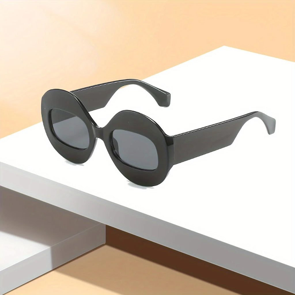 Trendy Hip-hop Men Women Personalized Sunglasses Transparent Two-color Sunglasses Oval Frame Sunglasses Large-sized Glasses