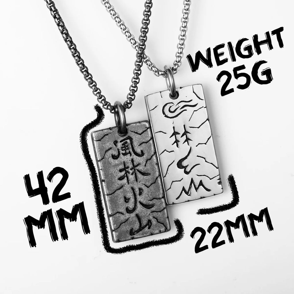 Sun Tzu's Art of War Furinkazan Stainless Steel Men Necklaces Pendant Chain Punk Rock Vintage For Women Jewelry Gifts Wholesale