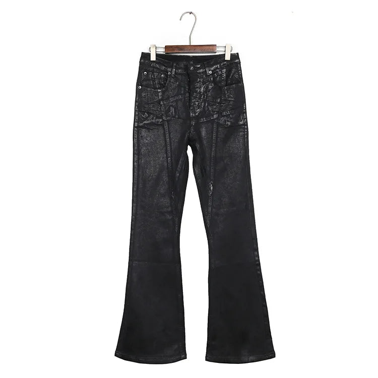 High Street Brush Wax Pentagram Washed Casual Jeans Men Women Fashion Pants Male Trousers Men's Clothing